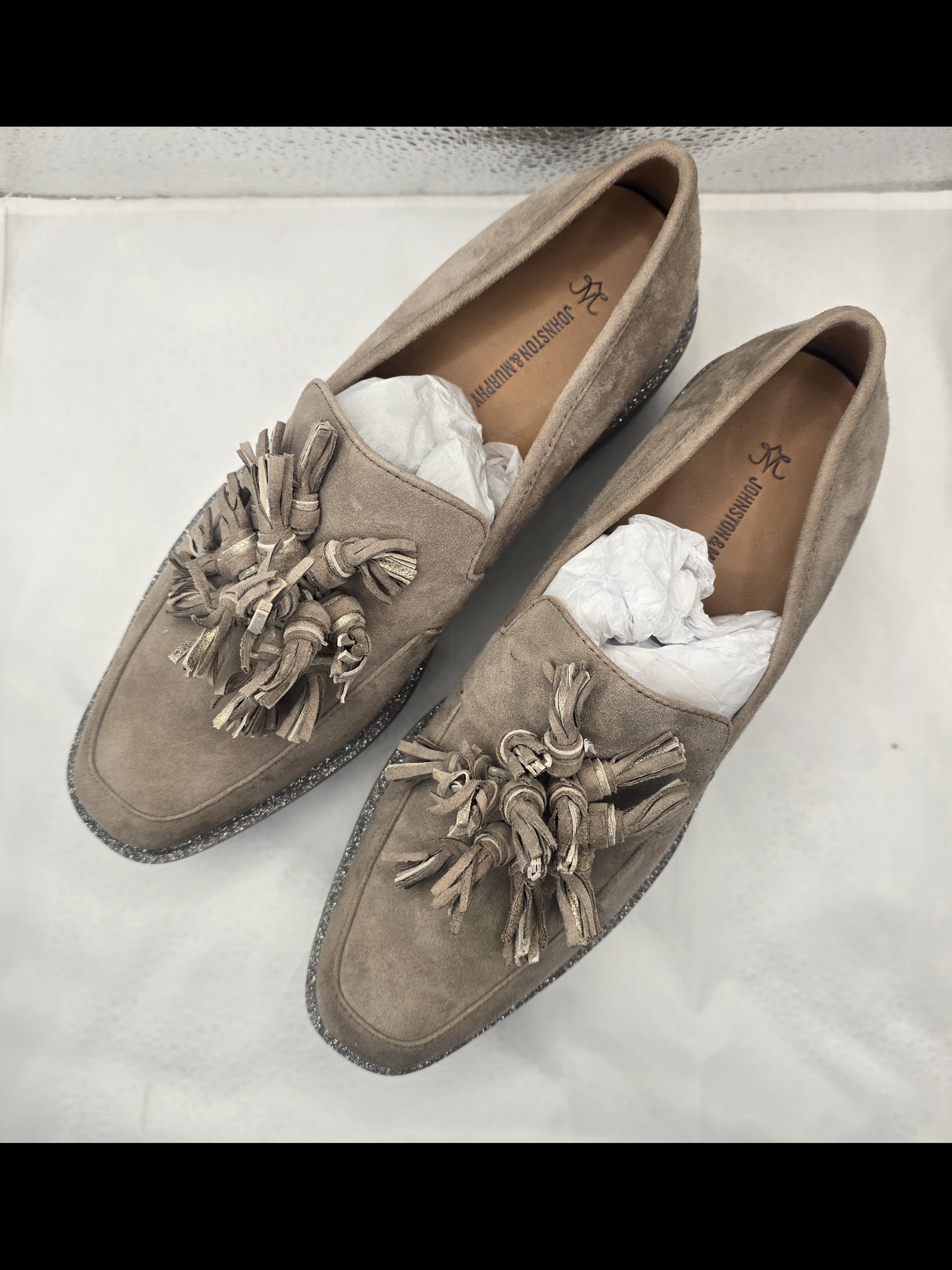 Johnston & Murphy Taupe Suede Tassel Loafers - Neutral Taupe
